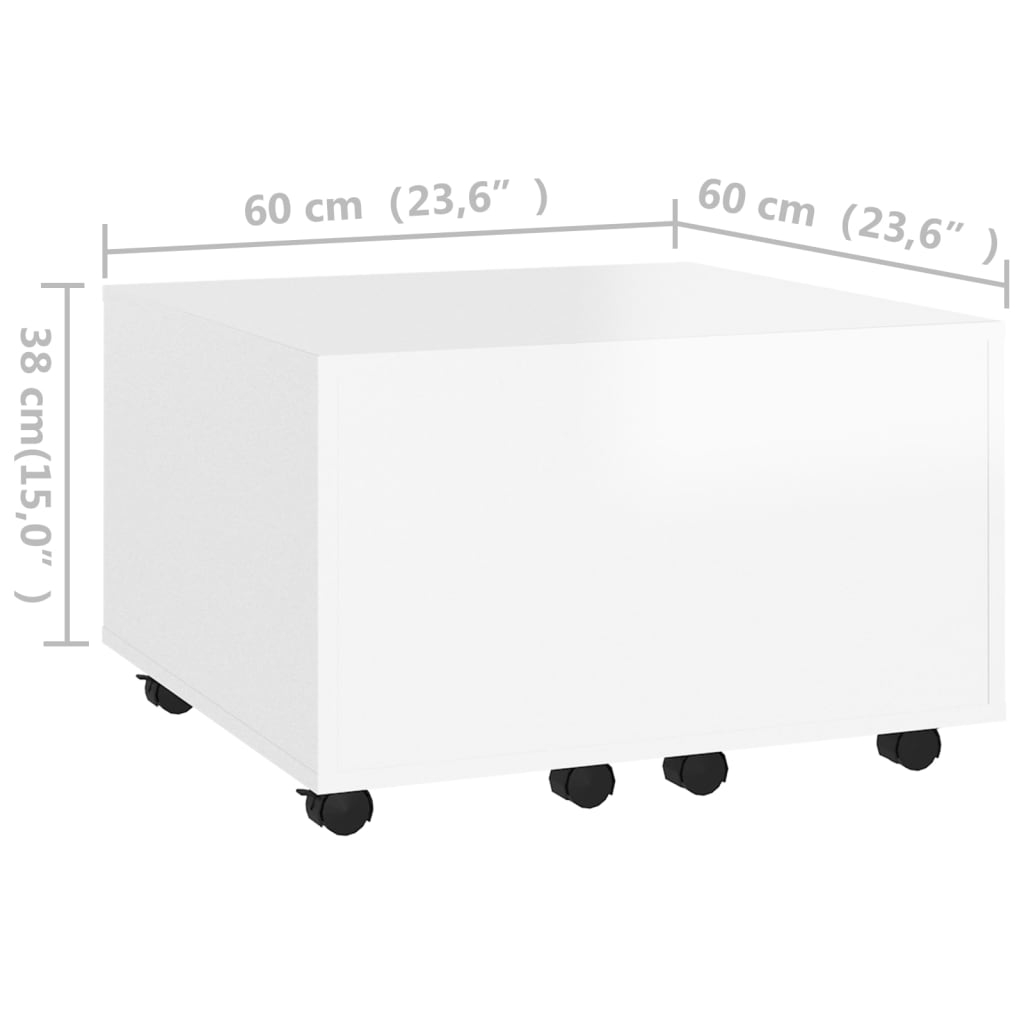 Stolik kawowy, biały, 60x60x38 cm, płyta wiórowa