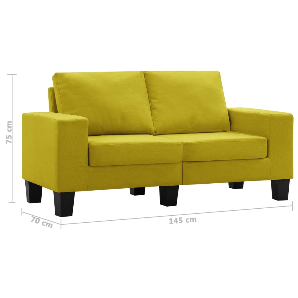 2-osobowa sofa, żółta, tapicerowana tkaniną