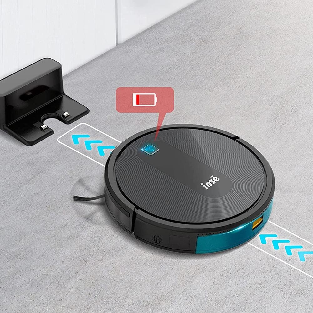 INSE Robot Vacuum Cleaner Robot 2200 Pa Strong Suction Power Dust Robot Super Quiet Ultra Thin Self-Charging, Extra Larg