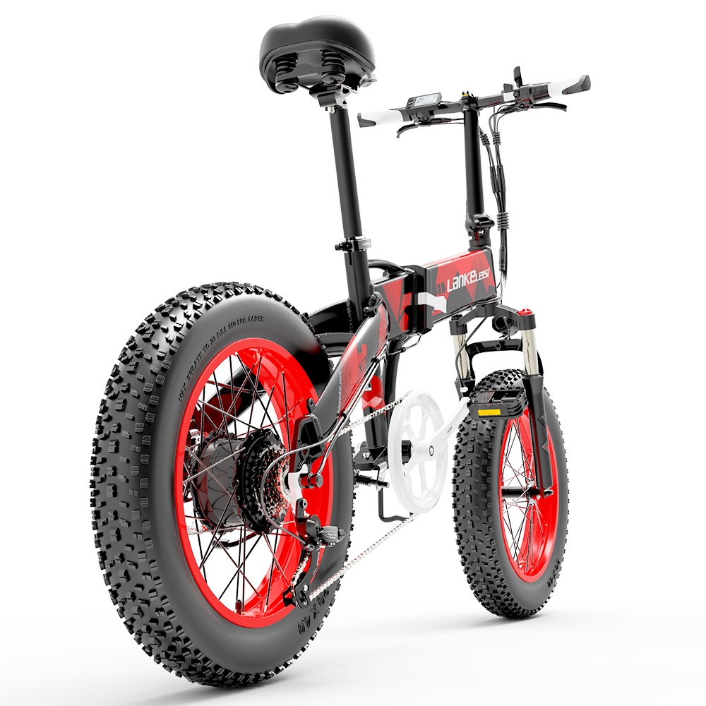 LANKELEISI X2000 PLUS 10.4Ah 48V 1000W Moped Electric Bike Folding Bike 35km/h Max Speed Max Load 150kg - Red