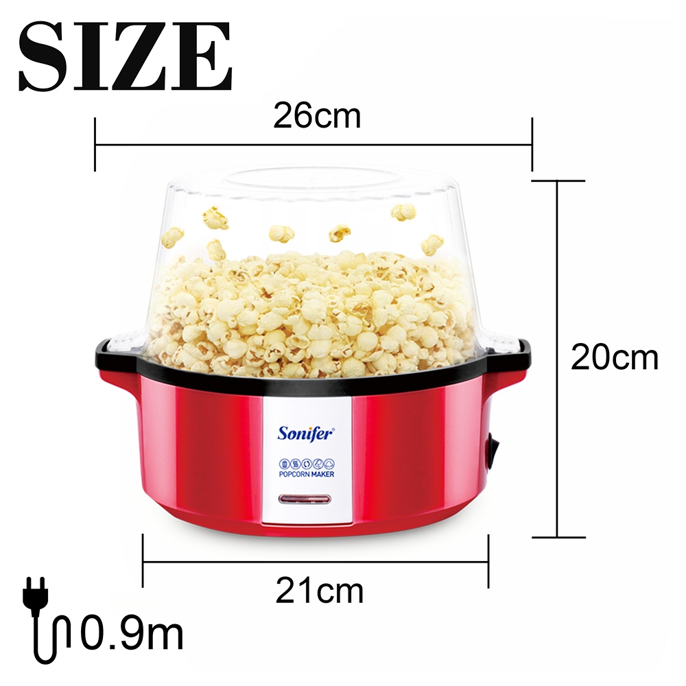 Sonifer SF4015 Household Popcorn Maker, Oil Hot Plate Electric Corn Machine, Fast Popping, Non-stick Coating