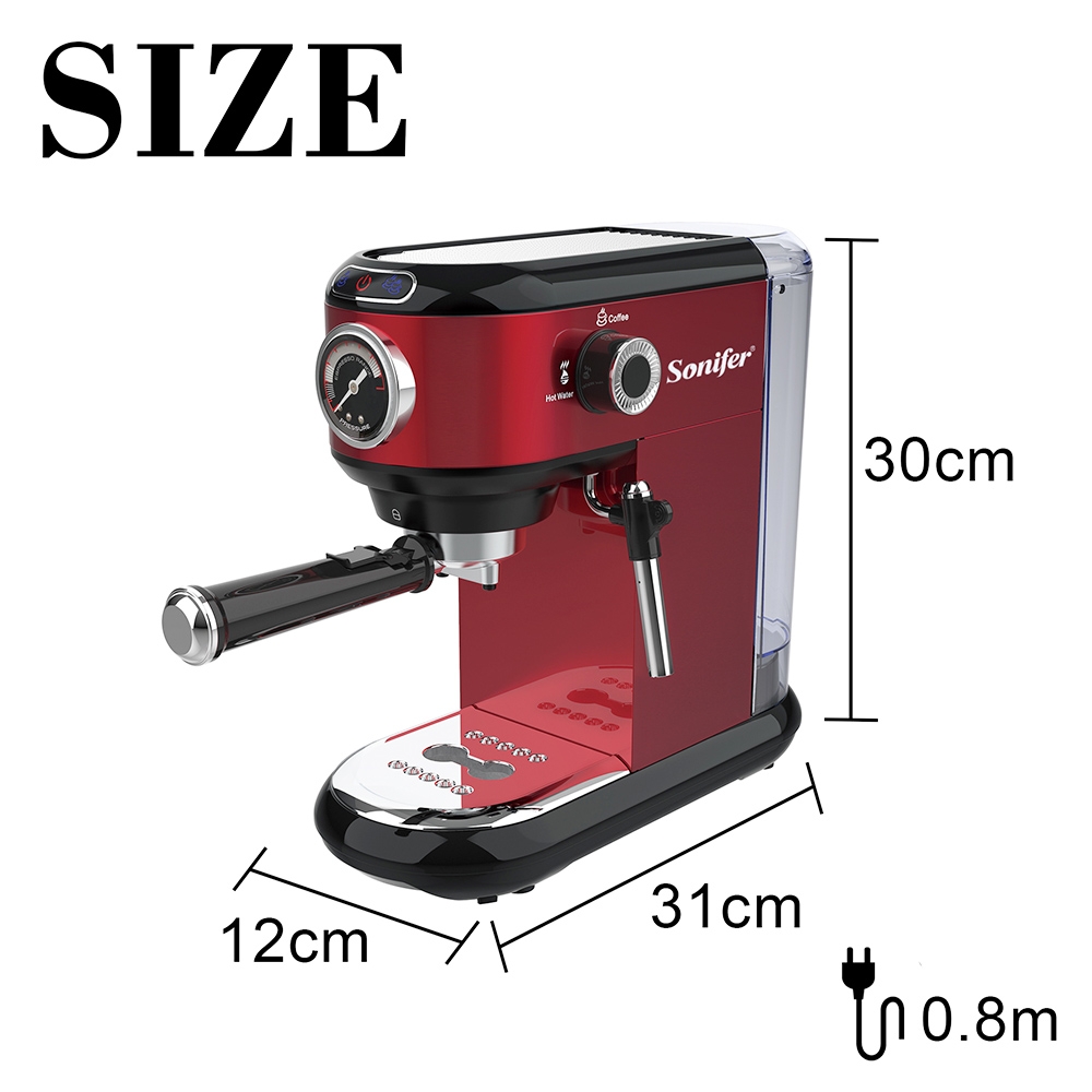 Sonifer SF3558 1450W Electric Espresso Coffee Maker, 15 Bar Pump, Semi Automatic, Milk Frother Foam Cappuccino Machine