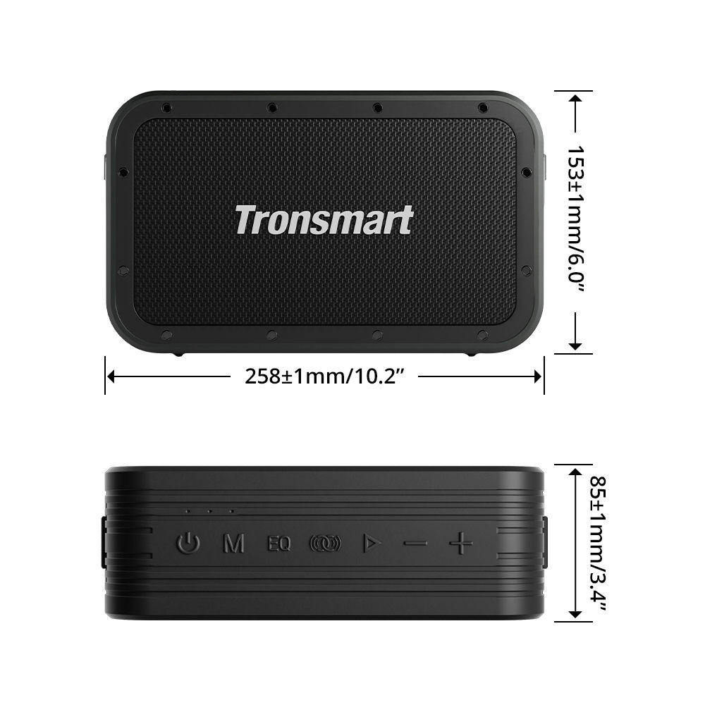 Przenośny Głośnik Zewnętrzny 80W Tronsmart Force Max Wersja Bluetooth 5.0 Klasa IPX6 Kanały 2.2 Bateria 15000mAh - Czarny