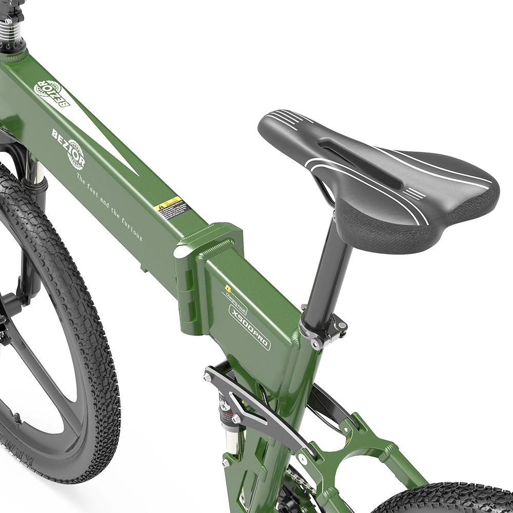 BEZIOR X500 PRO Electric Mountain Folding Bike 500W Motor 10.4Ah Removable Battery 30km/h Max Speed - Army Green