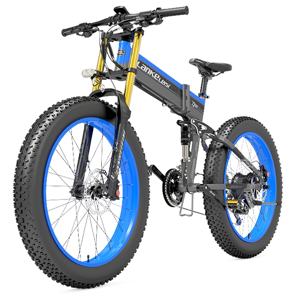 LANKELEISI T750 Plus Big Fork Electric Bike 48V 1000W Motor 17.5Ah Battery 26*4.0'' Fat Tire - Blue