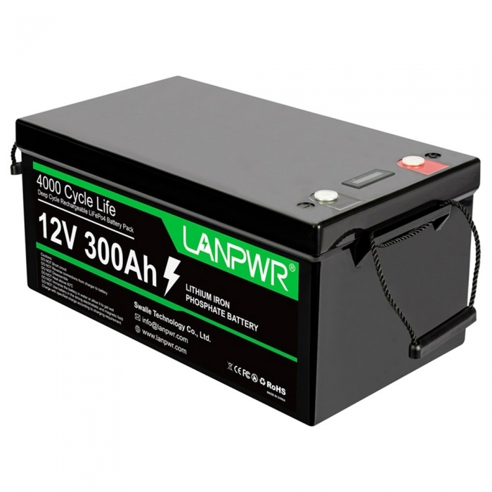 LANPWR 12V 300Ah LiFePO4 Lithium Battery Pack Backup Power, 3840Wh