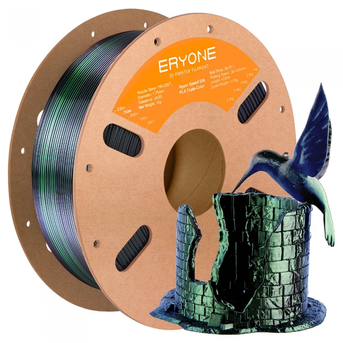 ERYONE Hyper PLA Silk Tri-color Filament 1kg - Dark Green 