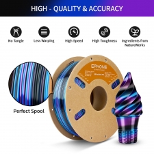 ERYONE Silk Twist Rainbow PLA Filament 1kg - Obsidian  Black