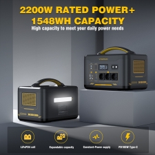 VTOMAN Jump 2200 Portable Power Station  1548Wh LiFePO4 Battery  2200W AC Output  Expandable to 3096Wh