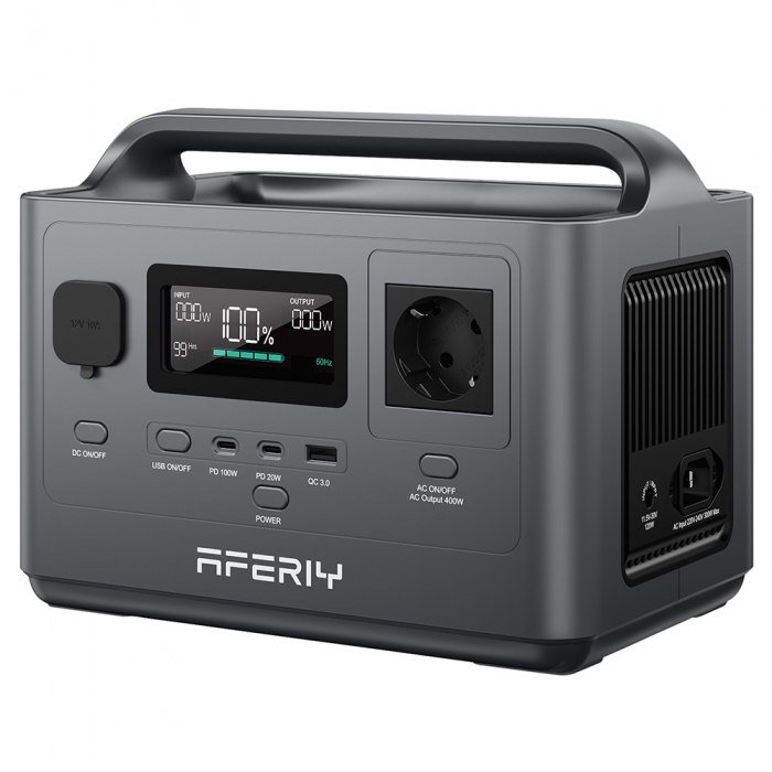 AFERIY P040 Portable Power Station  400W 256Wh Outdoor Generator  5 Outputs  1 2H Full Charge  3500  Cycles LiFePO₄ Battery -