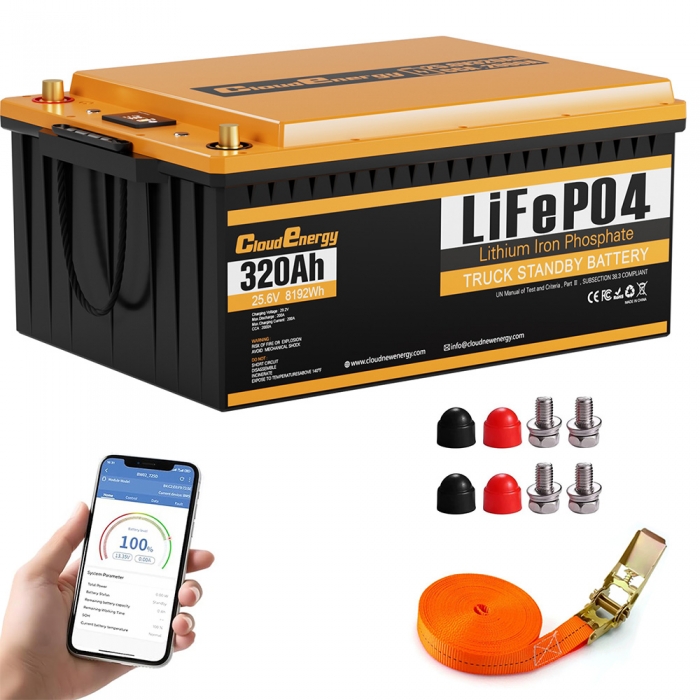 Cloudenergy 25 6V 320Ah LiFePO4 Battery Pack  8192Wh Energy  6000  Cycles  Built-in 200A BMS