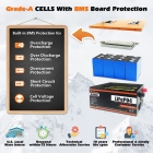Cloudenergy 12V 300Ah LiFePO4 Battery Pack  3840Wh Energy  6000  Cycles  Built-in 100A BMS