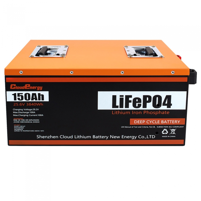 Cloudenergy 24V 150Ah LiFePO4 Battery Pack  3840Wh Energy  6000  Cycles  Built-in 100A BMS