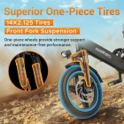 HillMiles Mile 1 Electric Bike  250W Motor  36V 10 4Ah Battery  14 inch Tires  25km/h Max Speed  60km Range  Mechanical Disc Br