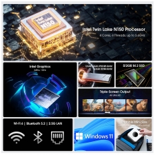 CHUWI LarkBox X Mini PC  Intel N150 4 Cores Max 3 6GHz  16GB RAM 512GB SSD  Type-C   HDMI   DP 4K Triple Display  WiFi 6 Blueto