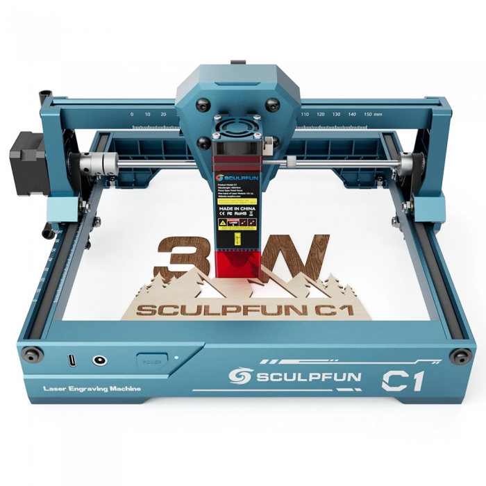 SCULPFUN C1 3W Mini Laser Engraver  10000mm/min  Engraving Area 150*130mm  0 04mm Ultra-Fine Compressed Spot  100nm-500nm Effec