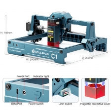 SCULPFUN C1 3W Mini Laser Engraver  10000mm/min  Engraving Area 150*130mm  0 04mm Ultra-Fine Compressed Spot  100nm-500nm Effec