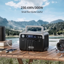 Flashfish BP030B 300W Portable Power Station  230 4 Wh LiFePO4 Battery  600W Surge  AC Outlets  Pass-through Charging  Solar Ge
