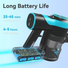 TASVAC V600 Cordless Vacuum Cleaner  28KPa Powerful Suction Stick Vacuum with 120 000 RPM Brushless Motor  LED Floor Brush  45 