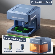 SCULPFUN iCube Ultra Dual 12W 1 2W Laser Engraver  10000mm/min Speed  150x135mm Working Area  Built-in Smoke Filter  4 Light Mo