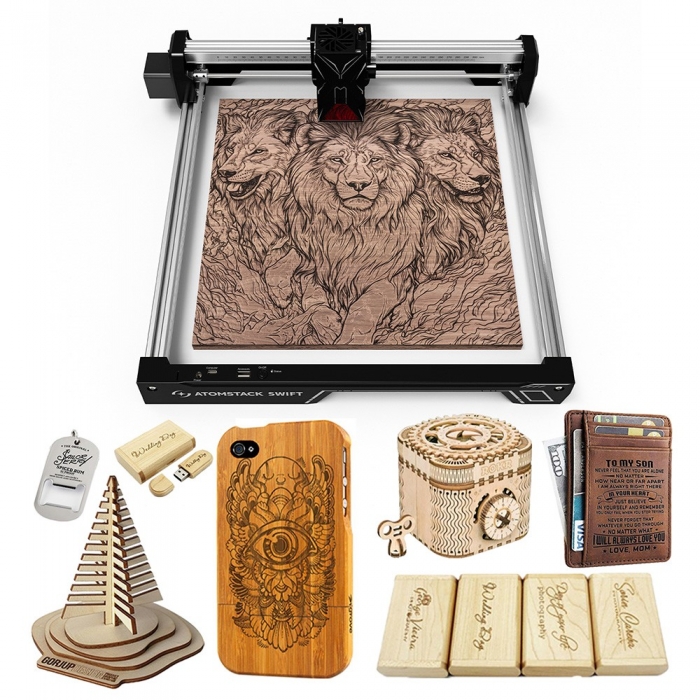ATOMSTACK Swift 7W Laser Engraver  10000mm/min Speed  0 1mm Precision  0 08x0 04mm Laser Spot  300x300mm Working Area  Accessor