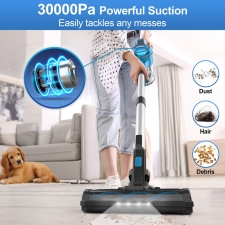 INSE S62 Cordless Stick Vacuum  30kPa Powerful Suction  45 Min Runtime  LED Headlights  5-Stage HEPA