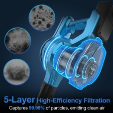 INSE S62 Cordless Stick Vacuum  30kPa Powerful Suction  45 Min Runtime  LED Headlights  5-Stage HEPA