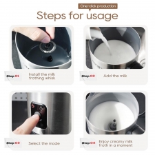 HiBREW M3A 4 in 1 Milk Frother Foamer  Fully Automatic Milk Warmer  Cold/Hot Frothing  130ml Frothing Capacity