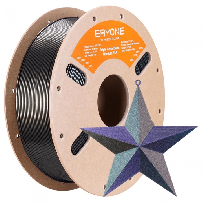 ERYONE Burnt Titanium Tri Color PLA Filament 1kg - Purple-blue