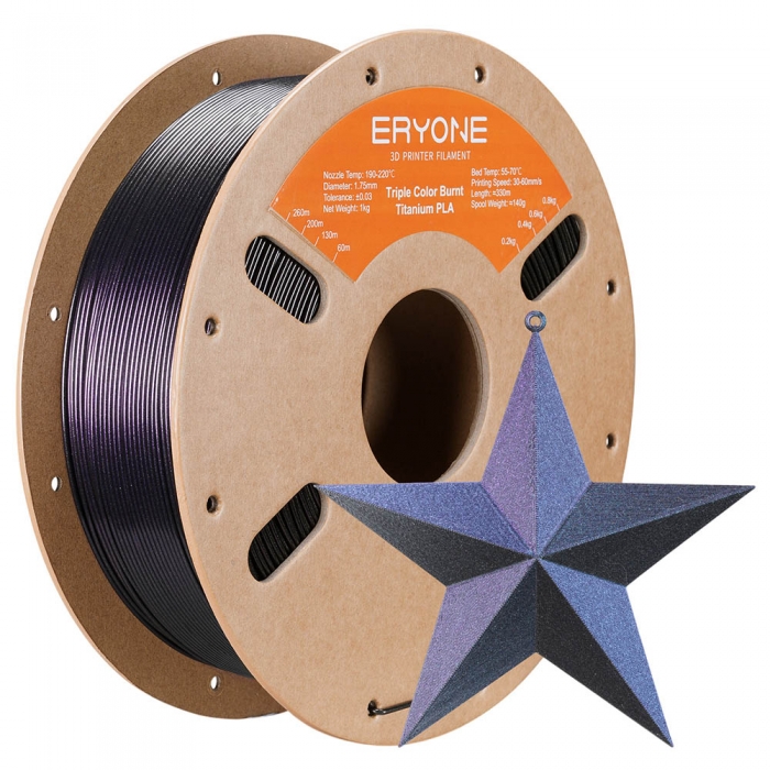 ERYONE Burnt Titanium Tri Color PLA Filament 1kg - Black