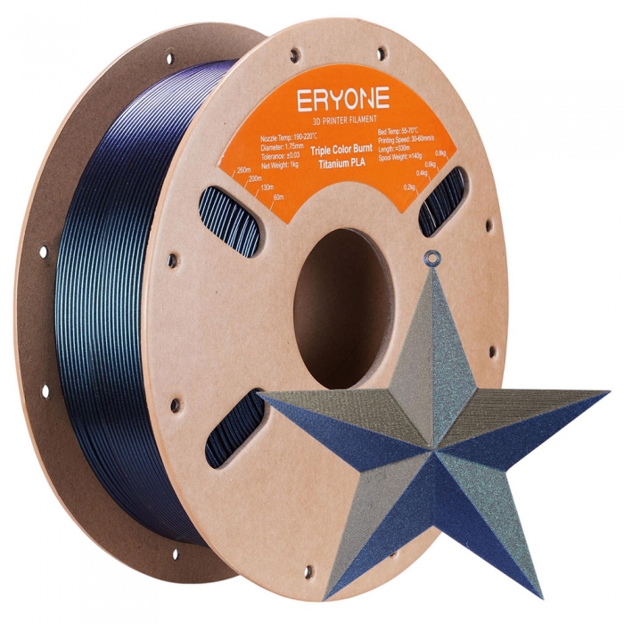 ERYONE Burnt Titanium Tri Color PLA Filament 1kg - Blue