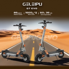 GELEIPU GT EVO Electric Scooter  1600W*2 Motor  60V 36Ah Battery  11 inch Tires  86km/h Max Speed  95km Range  Hydraulic Brakes