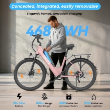 ESKUTE C100 Plus Electric Bike  250W Motor  36V 13Ah Battery  26 inch Tires  25km/h Max Speed  100km Range  Shimano 7-speed  LC