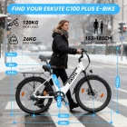 ESKUTE C100 Plus Electric Bike  250W Motor  36V 13Ah Battery  26 inch Tires  25km/h Max Speed  100km Range  Shimano 7-speed  LC
