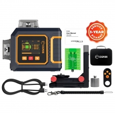 CIGMAN CM-S03 12-Line Laser Level with LCD Display  3×360° Green Beam  ±1 5mm/5m High Accuracy  Auto-Leveling  2600mAhx2 Bat