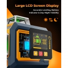 CIGMAN CM-S03 12-Line Laser Level with LCD Display  3×360° Green Beam  ±1 5mm/5m High Accuracy  Auto-Leveling  2600mAhx2 Bat