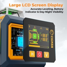 CIGMAN CM-S04 16-Line Laser Level with LCD Display  4×360° Green Beam  ±1 5mm/5m High Accuracy  Auto-Leveling  2600mAhx2 Bat