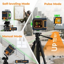 CIGMAN CM-S04 16-Line Laser Level with LCD Display  4×360° Green Beam  ±1 5mm/5m High Accuracy  Auto-Leveling  2600mAhx2 Bat
