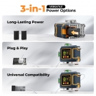 CIGMAN CM-S04 16-Line Laser Level with LCD Display  4×360° Green Beam  ±1 5mm/5m High Accuracy  Auto-Leveling  2600mAhx2 Bat