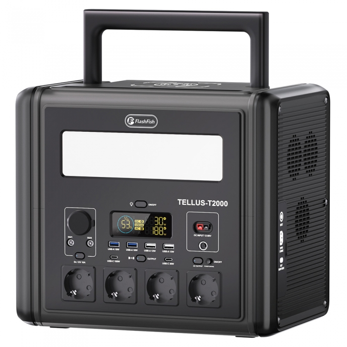 Flashfish T2000 2000W Portable Power Station  1536Wh LiFePO4 Battery  4000W Peak  1500W Fast AC Recharge  14 Outputs  for Home 