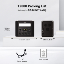 Flashfish T2000 2000W Portable Power Station  1536Wh LiFePO4 Battery  4000W Peak  1500W Fast AC Recharge  14 Outputs  for Home 