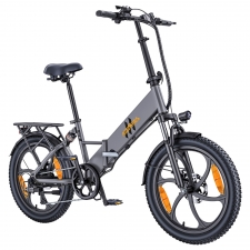 HillMiles Mile 2 Electric Bike  250W Motor  36V 13Ah Battery  100km Range  20*3 inch Tires  Dual Hydraulic Brakes - Grey