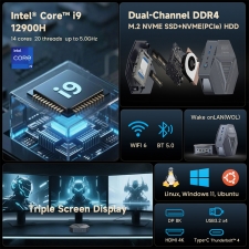ALLIWAVA GH9 Mini PC  Intel Core i9-12900HK 14 Cores Max 5 0GHz  16GB RAM 1TB SSD  DP  8K@60Hz    HDMI  4K@60Hz    Type-C  4K@1