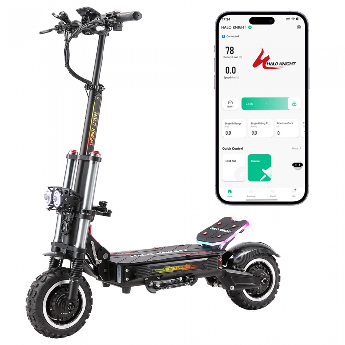 Halo Knight T107 Pro Electric Scooter  2025 Version   3000W*2 Motor  60V 38 4Ah Battery  11 inch Tires  95km/h Max Speed  80km 