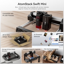 ATOMSTACK Swift Mini 3W Laser Engraver  135×145mm Working Area  0 04mm Laser Spot  10000mm/min Speed  AI Text-to-Image  Multi-