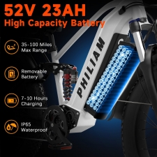 PHILIAM F3 PRO Dual Motor Electric Bike  1000W*2  3000W Peak   52V 23Ah Battery  37 MPH  100 Mile Range  26"×4" Fat Tire  4-Pi