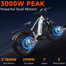 PHILIAM F3 PRO Dual Motor Electric Bike  1000W*2  3000W Peak   52V 23Ah Battery  37 MPH  100 Mile Range  26"×4" Fat Tire  4-Pi