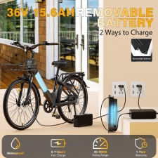 E·Bycco V1 Electric Bike  250W Motor  500W Peak   36V 15 6Ah Removable Battery  25km/h Max Speed  Up to 90km Range  28' Commut