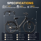 E·Bycco V1 Electric Bike  250W Motor  500W Peak   36V 15 6Ah Removable Battery  25km/h Max Speed  Up to 90km Range  28' Commut