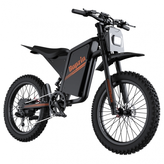 BOPZIN Q8 Electric Dirt Bike  3000W Peak Motor  60V 35Ah Removable Battery  Up to 45MPH  68 Miles Max Range  25' Fat Tires  Dua